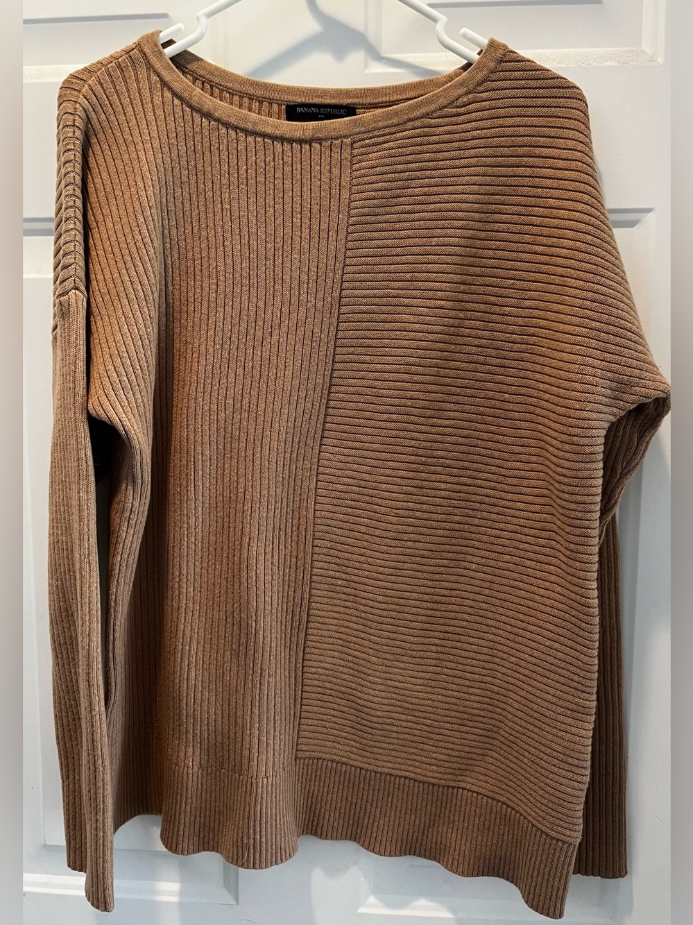 Banana Republic Taupe Ribbed Panel Sweater